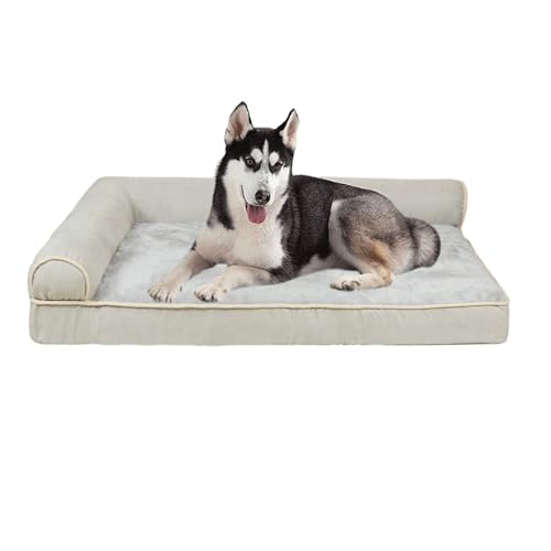 YPDOPORA Orthopädisches Sofa-Hundebett, Äußerst Bequeme Hundebetten Für Große, Mittelgroße Und Kleine Hunde, Atmungsaktives Und Wasserdichtes Haustierbett Mit Wasserdichtem Futter,Weiß,2XL von YPDOPORA