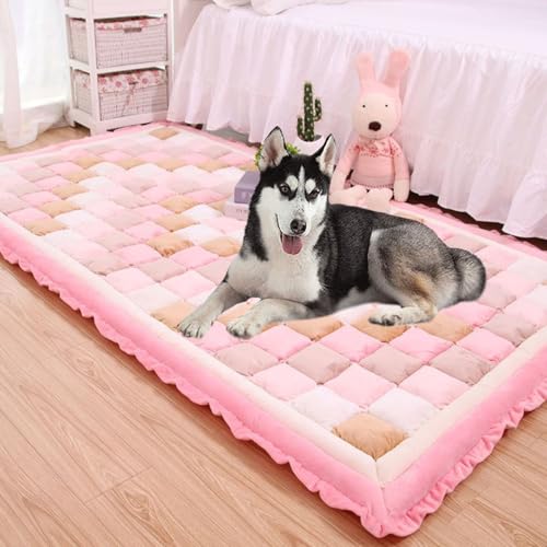 YPDOPORA Sofabezug Aus Baumwolle, Fensterbankmatte Aus Plüsch, Verdickte Tatami-Matte Für Den Schlafzimmerbalkon, Bequem Und Warm, Maschinenwaschbar Für Haustiere, Hunde, Kinder,Rosa,2XL von YPDOPORA