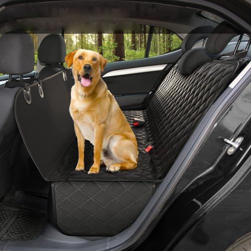 YPDOPORA Universal-Autositzbezug Für Hunde, 100% Wasserdichter Autositzbezug Für Hunde Mit Seitenklappen, Autohängematte Für Hunde, Kratzfester, Rutschfester Rücksitzschutz Für Autos,Schwarz von YPDOPORA