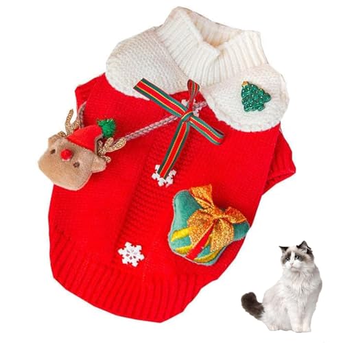 YPDOPORA Weihnachts-Strickpullover, Haustierkleidung, Hoodies, Lustiges Kostüm Für Katzen Und Welpen, Cosplay, Weiche Strickwaren, Hundekleidung, Katzenkleidung, Katzenkostüm,XS von YPDOPORA