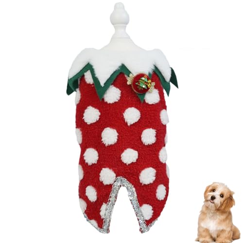 YPDOPORA Welpen-Weihnachtsclown-Anzugweste Roter Hundepulloverkleid Gepunkteter Strickpullover Warmer Haustierpullover,M von YPDOPORA