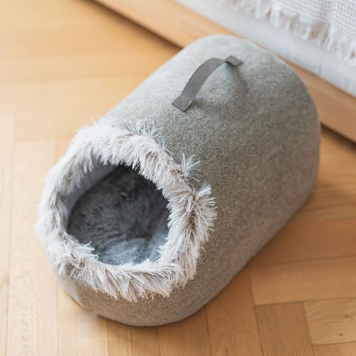 YPDOPORA Winterhäuser Für Haustiere – Warmer Katzenunterschlupf, Haus Für Freigängerkatzen Im Winter, Weiche Und Selbstwärmende Katzenbetten, Unterschlupf Für Wildkatzen, Kaninchenstall,Grau von YPDOPORA