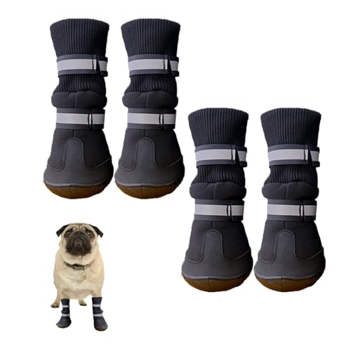 YPDOPORA rutschfeste Hunde-Schneestiefel Für Kleine, Mittelgroße Und Große Hunde, Winter-Schnee-Hundestiefel Mit Verstellbaren Riemen, Robuste rutschfeste Sohle, Pfote,Schwarz,M von YPDOPORA