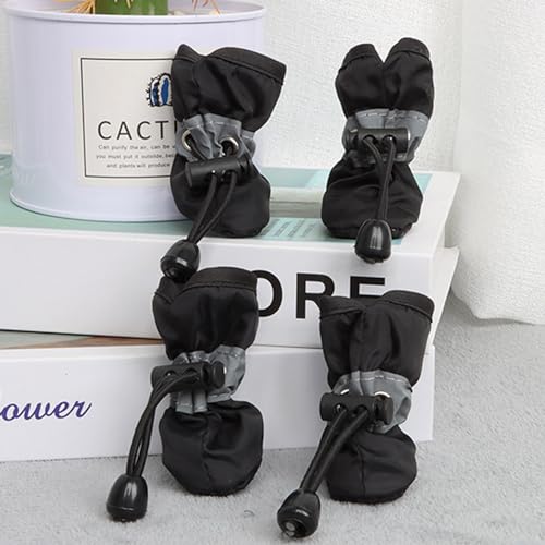 YPDOPORA wasserdichte Hundeschuhe Für Kleine, Mittelgroße Hunde Und Katzen, wasserdichte Hundestiefel Mit Verstellbarem Kordelzug, Hunderegenstiefel Mit Reflektierenden Riemen,A,3XL von YPDOPORA