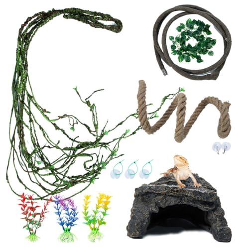 YPREWY Aquarium Reptilien Kletterrebe Terrarium Pflanze Aquarium Dekoration Terrarium für Eidechsen Schlange von YPREWY