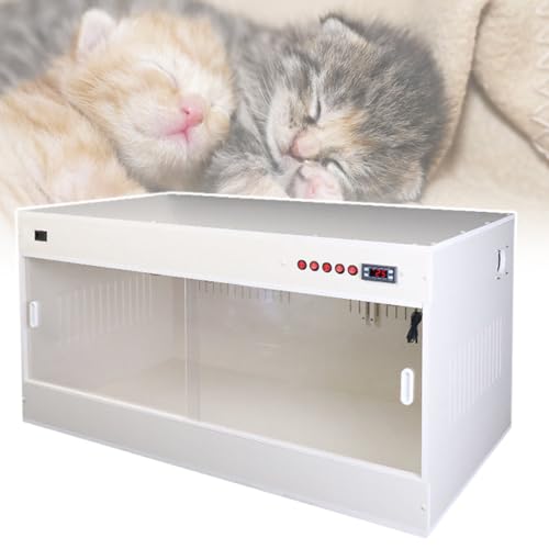 Inkubator für Haustiere mit elektrischer Heizung, Inkubator für Kätzchen, mit LED-Beleuchtung, versiegelter Kabelbox, unabhängiger Tastensteuerung, für Katzen/Hunde, Beige-60-50-50 von YQCXG