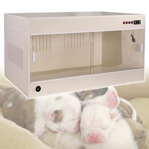 Inkubator für Katzen/Hunde, Brutkasten mit visueller Luftfeuchtigkeit, für die Tiertherapie/zum Schlüpfen von Haustieren, mit Ventilator/Beleuchtungslampe/Heizlampe,Beige-60-50-50 von YQCXG