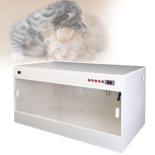 Rechteckiger Welpen-Inkubator, Inkubatorbox für Haustiere mit Einstellbarer Temperatur, für haarlose Katzen/Stierkampfhunde, temperaturreguliert,Beige-60-50-50 von YQCXG