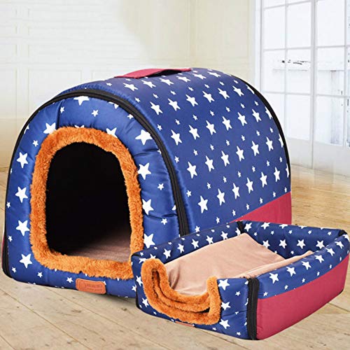 YQHWLKJ Warme Hundehütte Indoor zusammenklappbare Katze Hundehütte weiche Hundehütte Pad Winter warm schlafende Katze Haus Haustier liefert von YQHWLKJ