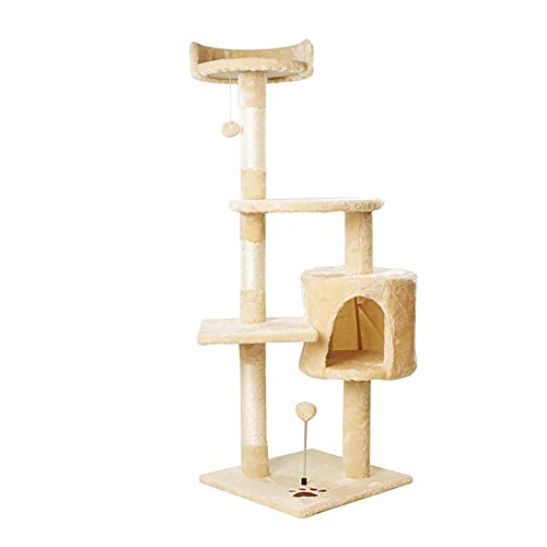 YQYBF Katzenbaum Für Katzen, Kratzbaum Kletterbaum Katzenkratzbaum Höhe Katzenkratzbaum 118Cm Katzenkratzbaumkratzbaum Groß Mit Aussichtsplattformen Höhle Sisal-Stämme Spielbälle (Beige),Beige von YQYBF