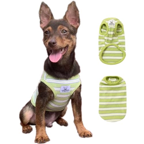 YQYS Haustier-Hunde-Shirts, gestreiftes Welpen-Shirt, Baumwollweste für kleine Hunde und Katzen, Tanktop für Welpen, Jungen und Mädchen, Teetasse, Hundebekleidung für Chihuahua, Yorkie, Pomeranian von YQYS