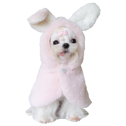 YQYS Haustier Ponchos Warm Plüsch Poncho für Kleine Rassen Hunde Katzen Ostern Outfit für Hund Kaninchen Kostüm Welpe Hund Bunny Kostüme Teetasse Welpe Kleidung für Chihuahua Yorkie Rosa Hase Klein von YQYS