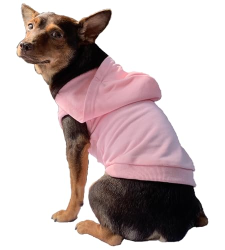 YQYS Hunde-Kapuzenpullover, ärmellos, Baumwolle, Sweatshirts für kleine Hunde und Kätzchen, Chihuahua-Kleidung, Teetasse, Hundewelpenkleidung, kaltes Wetter, Ropa para Perro, Rosa, Größe M von YQYS