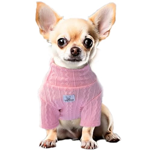 YQYS Hunde-Rollkragenpullover für kleine Hunde und Kätzchen, dick, warm, niedlich, Katzenpullover, Teetasse, Hundekleidung, Welpenbekleidung, Ropa Para, Perro, Rosa, Größe M von YQYS