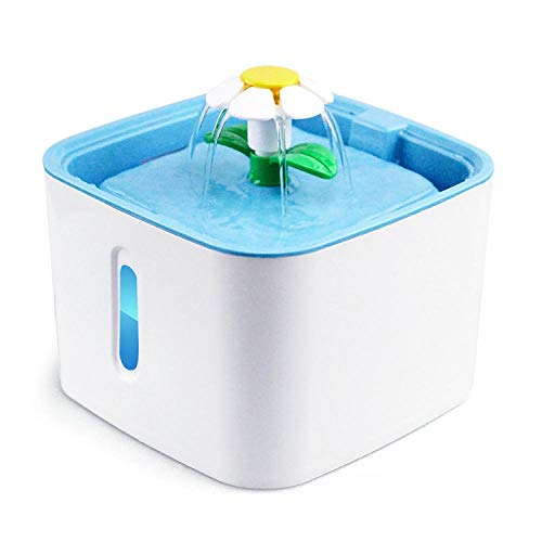 YQZS Pet automatische Wasserspender Katze Quadrat kleine Blume Trinkbecken Hund Wasserspender-blau von YQZS