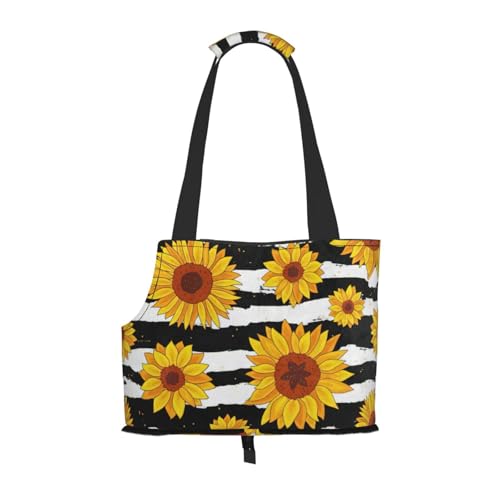 Stilvolle Tragetasche mit Sonnenblumen-Aufdruck, für kleine Hunde, Katzen und Kaninchen von YQxwJL