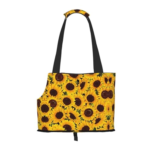 Tragetasche mit Sonnenblumen-Motiv, für kleine Hunde, Katzen und Kaninchen, Gelb von YQxwJL