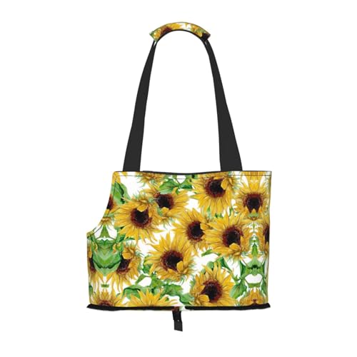 Tragetasche mit Sonnenblumen-Motiv, für kleine Hunde, Katzen und Kaninchen, Gelb von YQxwJL