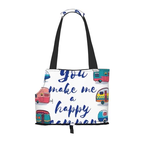 You Make Me Happy Camper Anhänger bedruckt Welpentragetasche Hundetragetasche für kleine Hunde und Katzen und Kaninchen von YQxwJL