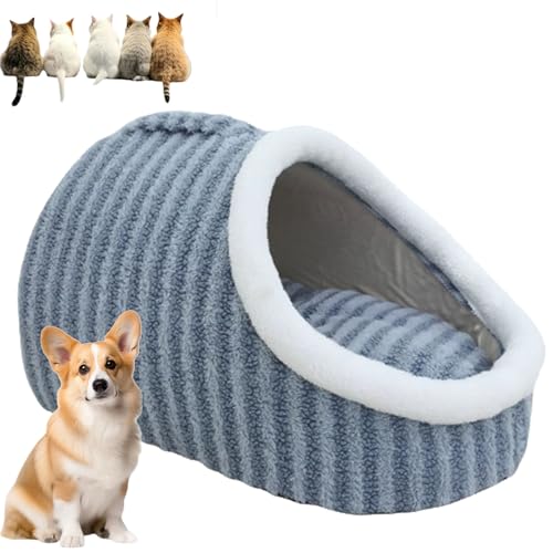 Zentric Cozy Hideaway Pet Bed, Zentric Dog Bed, Cozy Cave Dog Bed, Cat Bed Cave Sleeping Bag, Cozy Pet Hideaway Bed for Dogs, for Small Medium Pets (L-60 * 45 * 35,Blue) von YRGND