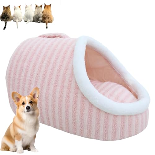 Zentric Cozy Hideaway Pet Bed, Zentric Dog Bed, Cozy Cave Dog Bed, Cat Bed Cave Sleeping Bag, Cozy Pet Hideaway Bed for Dogs, for Small Medium Pets (L-60 * 45 * 35,Pink) von YRGND