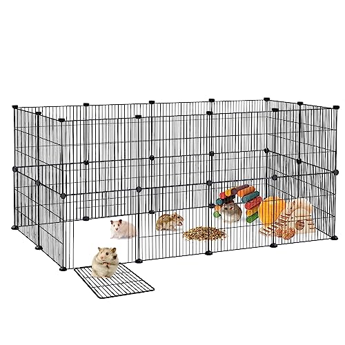 YRHome Freigehege Gittergehege für Kaninchen Hasen Meerschweinchen Käfig Gehege Kleintierkäfig inkl. Tür Freilauf Welpengehege Kleintiergehege Laufgitter für Innen und Aussen 142x72x72cm, Schwarz von YRHome