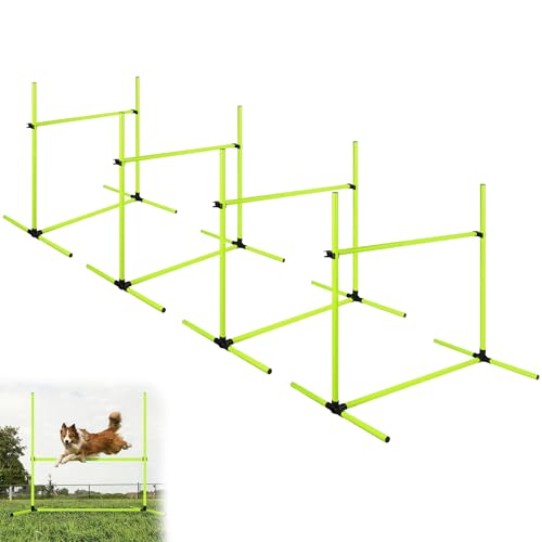 YRHome Hunde Agility Hürdenset Agility-Ausrüstung für Hunde 4 x Hürden Slalom Stangen Hunde Training Hundesport 104x70x101cm Verstellbare Höhe Hundetrainigsset mit Tasche, Grün von YRHome