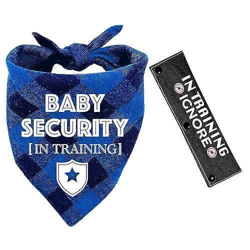 YROVWENQ 2 Stück Baby Sicherheit Blau Schwarz Plaid Bandana mit in Training Ignorieren Hund Schwarz Leine Wrap für Hundeliebhaber Besitzer Haustier Geburtstagsgeschenk von YROVWENQ