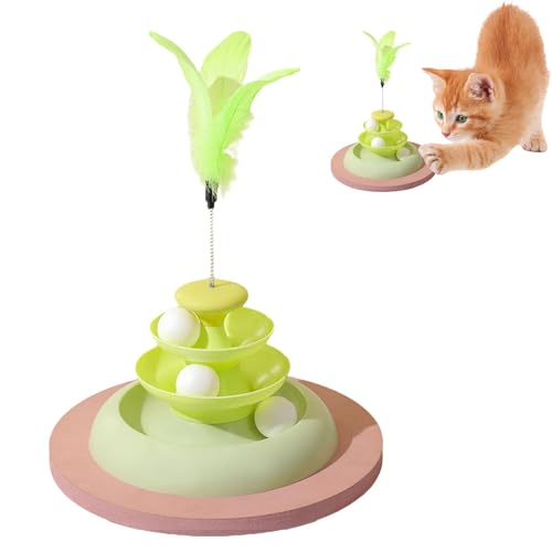 YRTUOP Katzen Teaser, Katzenbällchen | Haustier -Teaser -Stick -Plattenspieler für Langeweile Relief - Ball Tower Interactive Toy Track Kätzchen Roller für die Jagdjagd -Training von YRTUOP