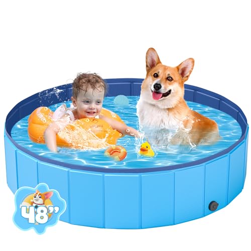 YSJILIDE PVC-Haustier-Schwimmbad, tragbare Hundebadewanne, zusammenklappbarer Hundepool, Kunststoffpool für Hunde 120 von YSJILIDE