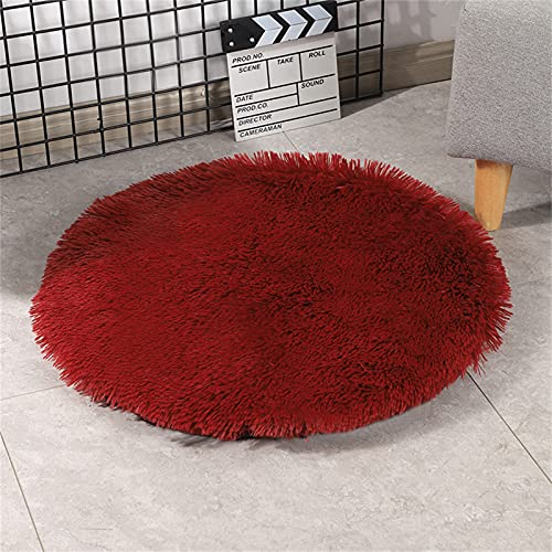 YSLJW Katzenmatten, Weich Waschbar Rundes Hundedecken Katzendecke Decke Bett Kissen Für Haustiere (40cm,DunkelRot) von YSLJW