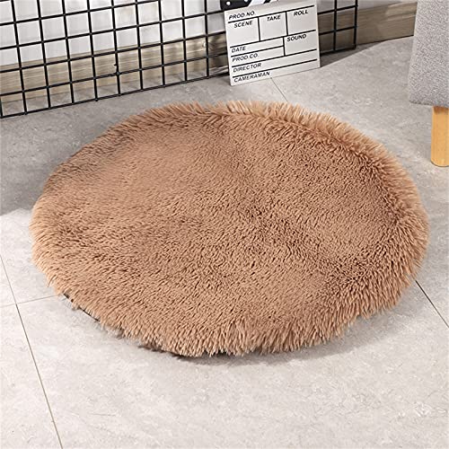 YSLJW Katzenmatten, Weich Waschbar Rundes Hundedecken Katzendecke Decke Bett Kissen Für Haustiere (60cm,Braun) von YSLJW