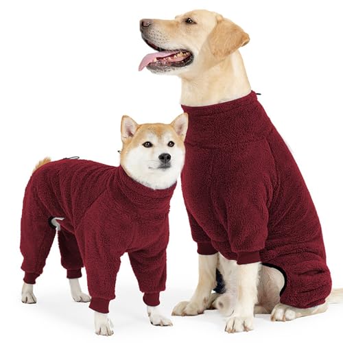 Hunde Wärmemantel, Hundemantel Mit Beinen, Gemütlich Wintermantel Hund, Einstellbar Hund Mantel, für Kleine, Mittelgroße und Große Hunde, für Drinnen und Draußen(Red,XL) von YSPZDQ