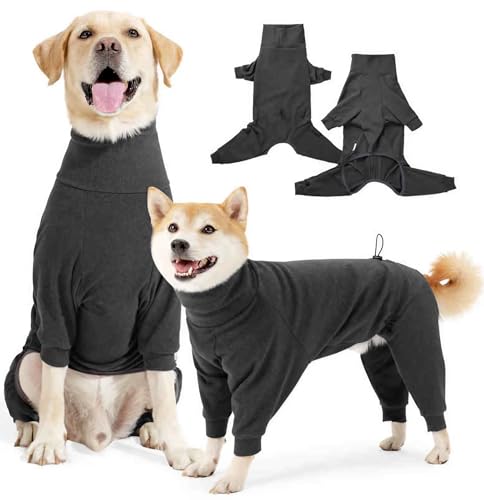 Hundemantel Winter mit Beinen & Fleece - Weicher Warmer Polyester für Kleine/Mittelgroße/Große Hunde, Vollständiger Schutz Drinnen/Draußen (Schnee- & Kältesicher)(Dark Grey,L) von YSPZDQ