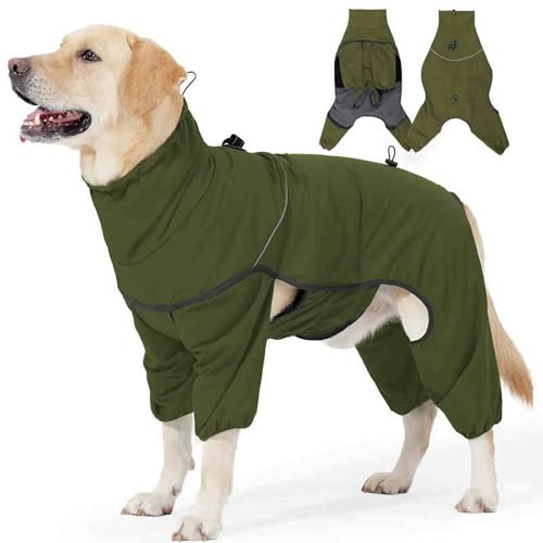 Warm Gemütlich Hundekleidung, Wasserdicht Hundemantel mit Beinen, Hundebademantel mit Beinen, Hundemantel Fleece, mit Hundeleinen-Clip, für Kleine Mittelgroße und Große Haustiere(Green,L) von YSPZDQ