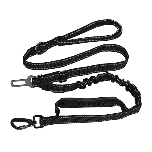 Hundeleine 2-in-1 Hunde Sicherheitsgurt für Auto mit Universalstecker Verstellbarer Trainingsleine Hundegurt für Welpen Kleine Mittlere Große Hunde Schwarz von YSQEVN