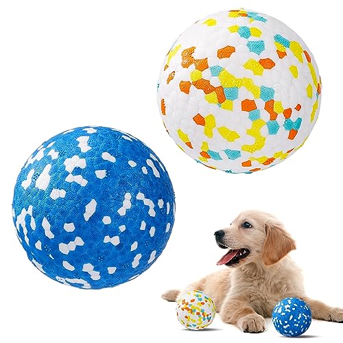 YSQEVN Hunde Ball Unzerstörbar Gummi Hundeball Hohe Dehnbar Interaktives Hundespielzeug Bälle Schwimmender Training Wasserspielzeug für kleine mittlere große Hunde 2 Stück von YSQEVN