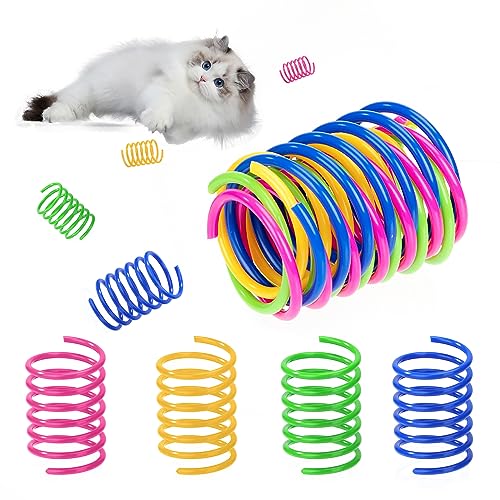 YSQEVN Katze Frühling Kunststoff 20 Stücke Bunte Spirale Katzenspielzeug Neuheit Langlebiges Spiralfedern Weiches Kreatives Geschenk für Kätzchen Haustiere Schlagen Jagen Beißen 4 Farben von YSQEVN