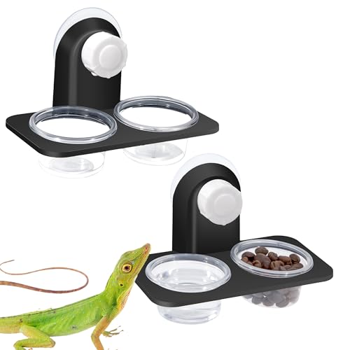 YSQEVN Reptile Feeder mit Saugnapf 2 Stück Reptile Wasser und Futternapf Reptile Feeding Cup Gecko Feeder Reptilien Futternapf für Eidechsen Geckos Spinne Skorpion Doppeltasse von YSQEVN