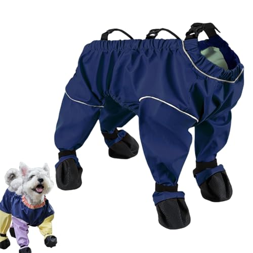 Anti-Schmutz-Haustierpfotenschutz, Hunderegenmantel mit Stiefeln, staubdichte halbe Packung PU-Hunde-Hosenträgerstiefel, Hunde-Outdoor-Walking-Lauf-Wanderstiefel von YTAFONPO