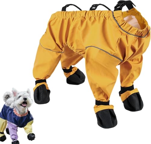 Anti-Schmutz-Haustierpfotenschutz, Hunderegenmantel mit Stiefeln, staubdichte halbe Packung PU-Hunde-Hosenträgerstiefel, Hunde-Outdoor-Walking-Lauf-Wanderstiefel von YTAFONPO