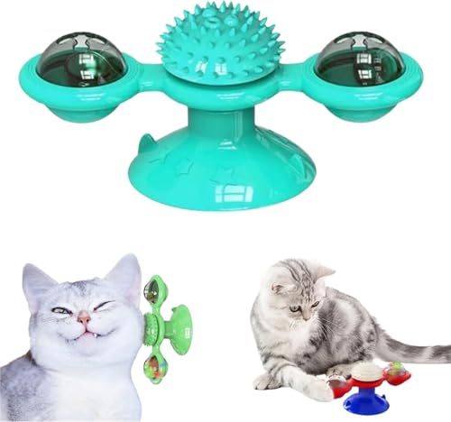 YTAFONPO Interaktives Katzen-Spin-Spielzeug mit Saugnapf, Kätzchen-Spinner-Massagespielzeug für Hauskatzen, lustiger Katzen-Spin & Spin-Spielzeugball, interaktives Druck-Katzenspielzeug von YTAFONPO