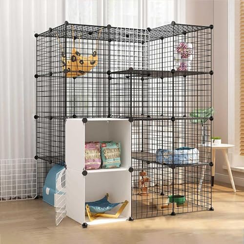 Katzenlaufstall, Katzenkäfige, Katzengehege for den Innenbereich, DIY, abnehmbarer Laufstall aus Metalldraht, Zwinger, stabil und sicher, leicht zu reinigen, Haustierkäfig, ideal for 1–4 Katzen(111x11 von YTBHSHXZ