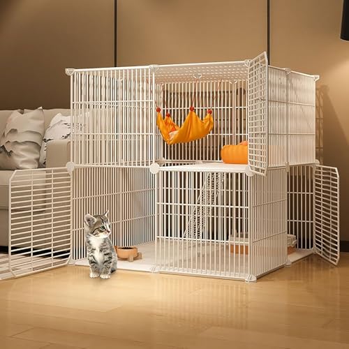 Katzenlaufstall, Katzenkäfige for den Innenbereich, große Katzenkiste, DIY-Haustierlaufstall, Katzenhaus, Kätzchengehege, abnehmbarer zusätzlicher Katzenstall, großer Übungsort, ideal for Katzen(White von YTBHSHXZ