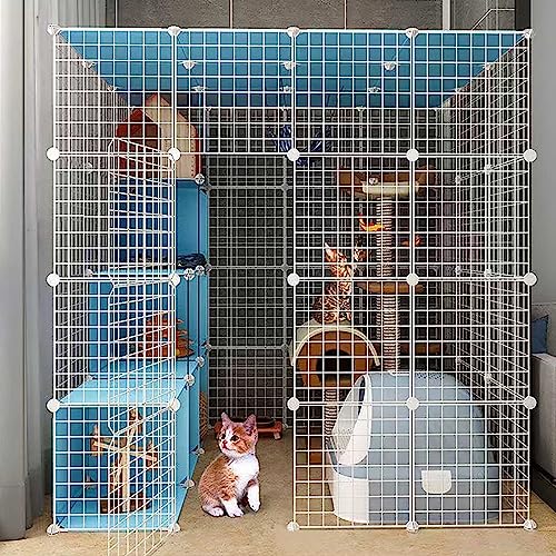 Katzenlaufstall Indoor-Katzengehege Große abnehmbare DIY-Katzenzwinger aus Metall Frettchen-Kleintierkäfig(147x109x145cm) von YTBHSHXZ