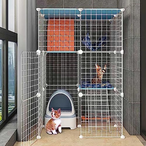 Katzenlaufstall Indoor-Katzengehege Große abnehmbare DIY-Katzenzwinger aus Metall Frettchen-Kleintierkäfig(75x75x109cm) von YTBHSHXZ