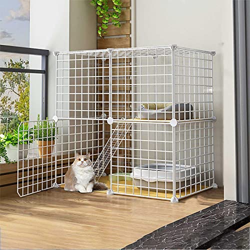 Katzenlaufstall Katzenkäfige Großer Katzenzwinger for den Innenbereich for Katzen im Freien Geschlossenes Katzengehege for den Balkon Frettchenkäfig Haustierlaufstall(White) von YTBHSHXZ