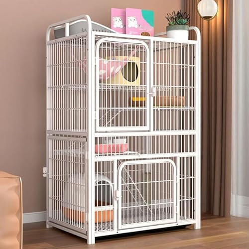 Katzenlaufstall Katzenkäfige Indoor, Kaninchenkäfig Kleintierkäfig Haustiergehege for Kaninchen, MeerschweinchenIdeal for 1-4 Katze - Ohne Zubehör(White,78 * 52 * 101CM) von YTBHSHXZ