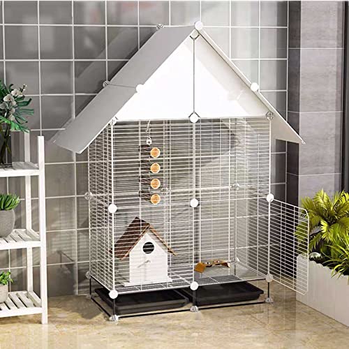 Katzenlaufstall Laufstall 2-stöckige Katzengehege Innenzwinger Katzenkiste Kätzchenlaufstall Frettchenkäfig Abnehmbare Zwinger aus Metalldraht(White) von YTBHSHXZ