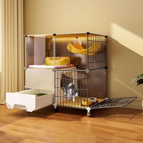 Katzenlaufstall for den Innenbereich, Katzengehege DIY Haustier-Laufstall Kätzchenkäfig mit Katzentoilette Katzenhaus Abnehmbare Metalldraht-Zwingerkiste(75x39x78cm) von YTBHSHXZ